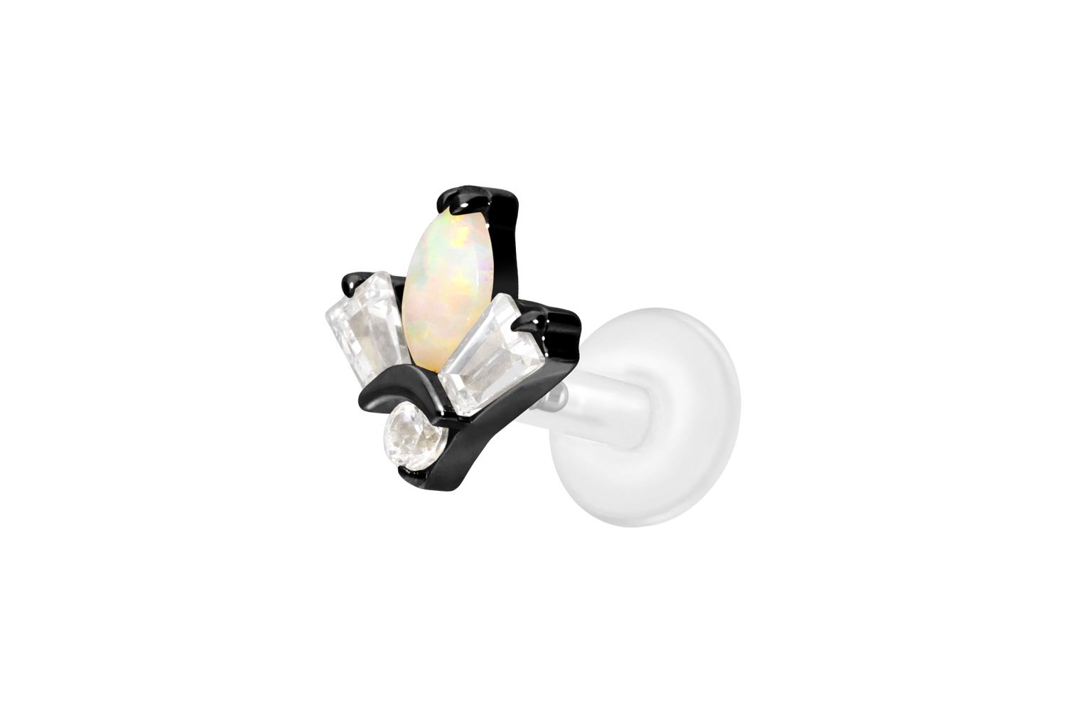 PTFE Labret Piercing mit Innengewinde + Titan-Aufsatz LOTUSBLÜTE